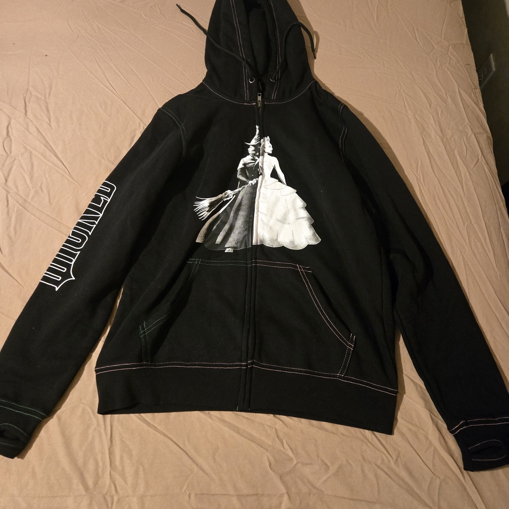 Hot Topic Black Zip-Up Hoodie with White Graphic